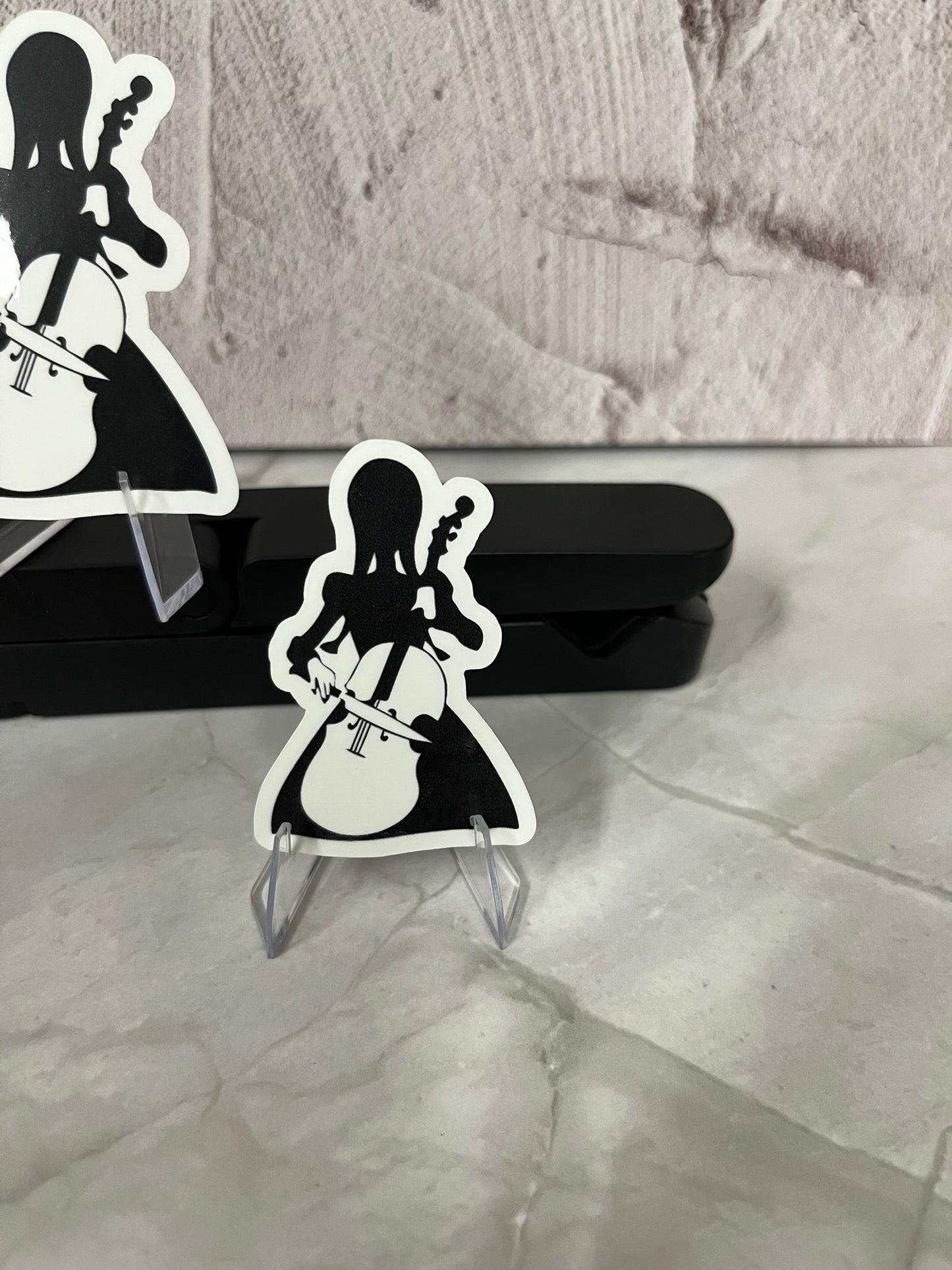 Wednesday Addams Cello & Knife Silhouette Waterproof Sticker | Gothic Musician Vinyl | 2 Size Options | Laptop Yeti Stanley Cooler+