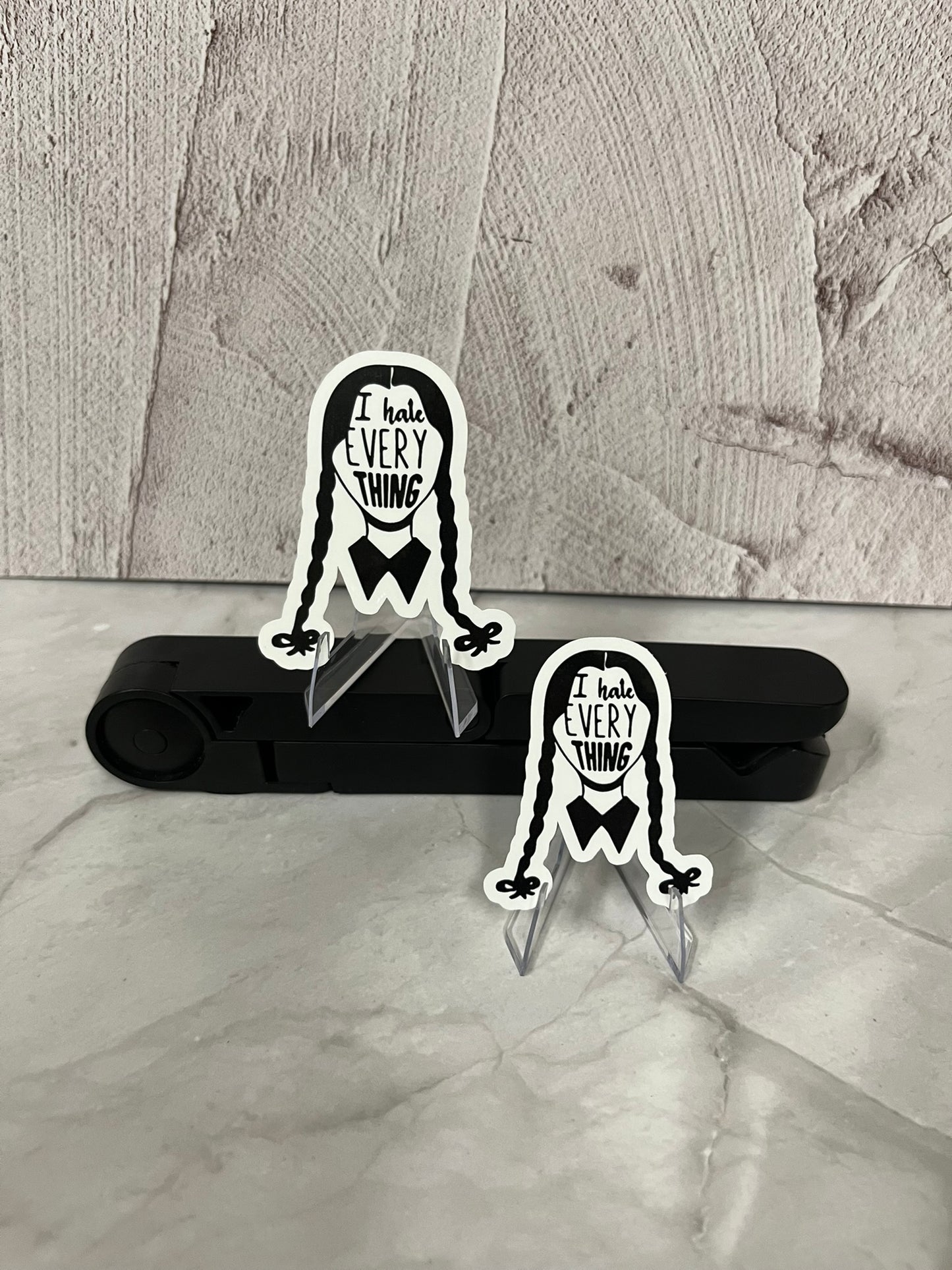 Wednesday Addams I Hate Everything Waterproof Sticker | Gothic Humor Vinyl | 2 Size Options | Laptop Yeti Stanley Cooler+