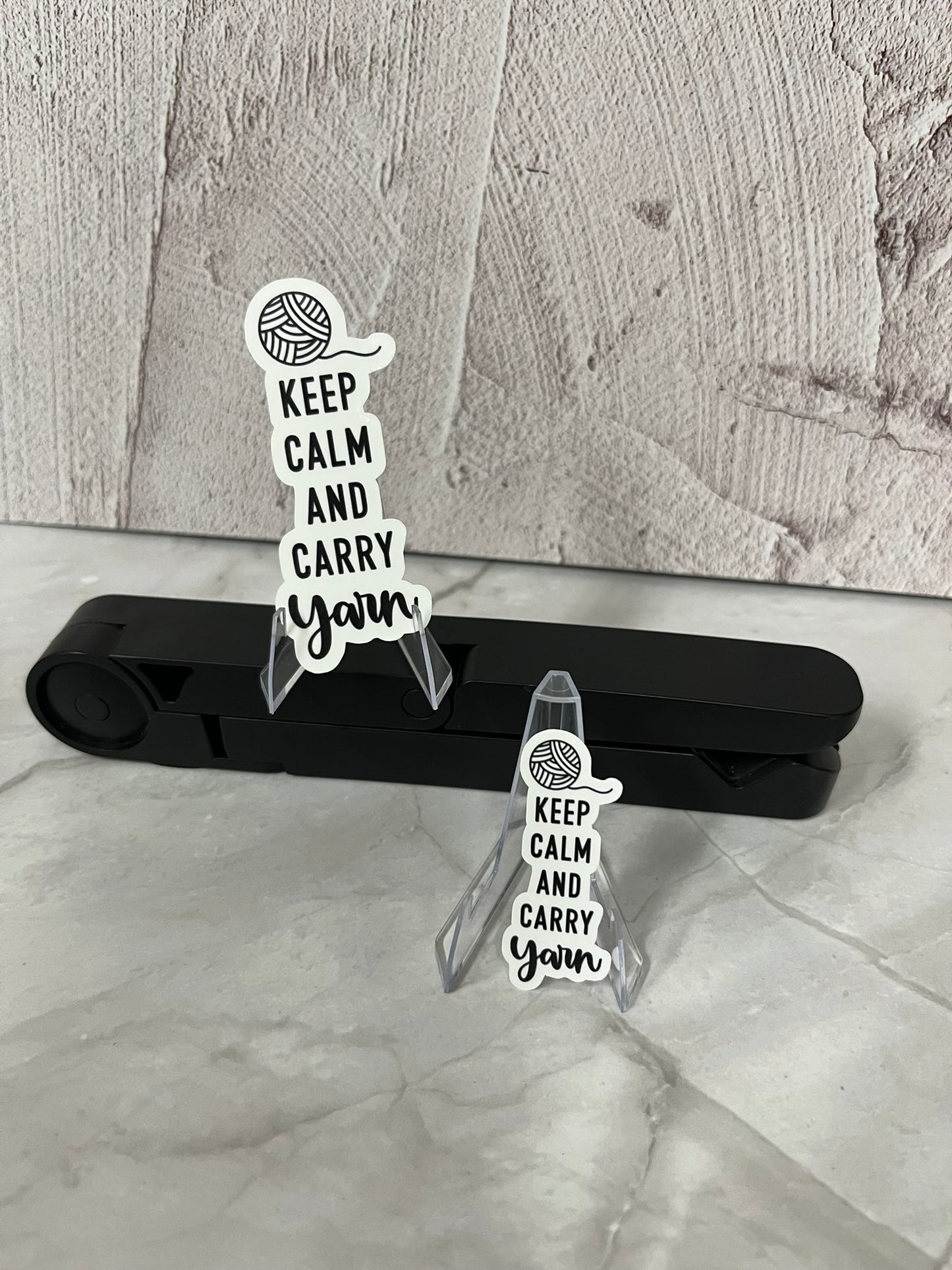 Keep Calm And Carry Yarn Waterproof Sticker | Knitting Humor Vinyl | 2 Size Options | Laptop Yeti Stanley Cooler+