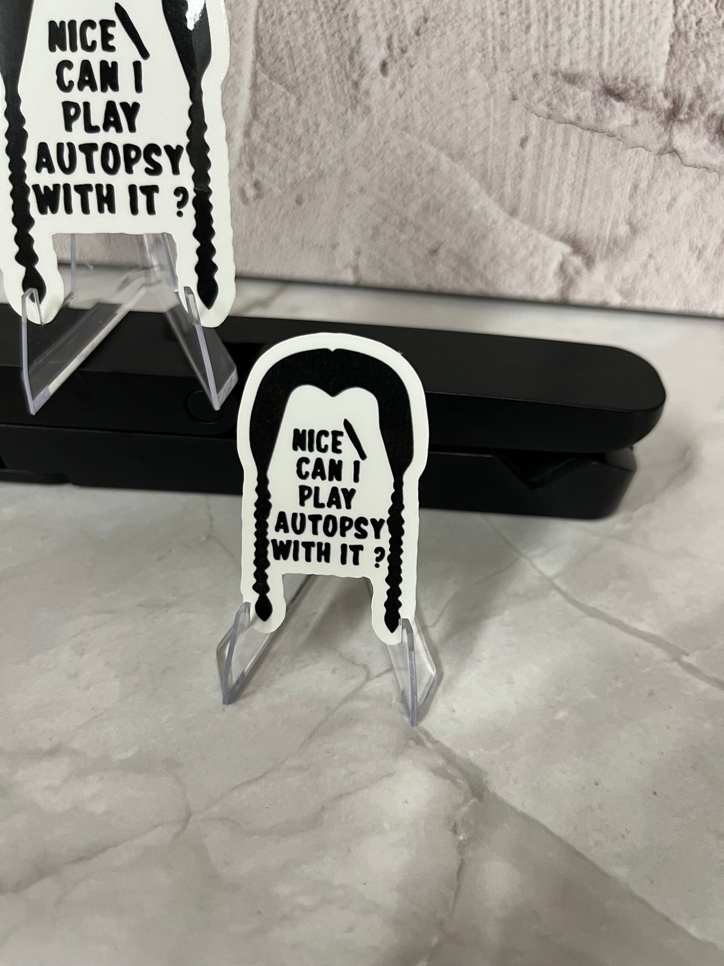 Wednesday Addams Autopsy Waterproof Sticker | Gothic Humor Vinyl | 2 Size Options | Laptop Yeti Stanley Cooler+