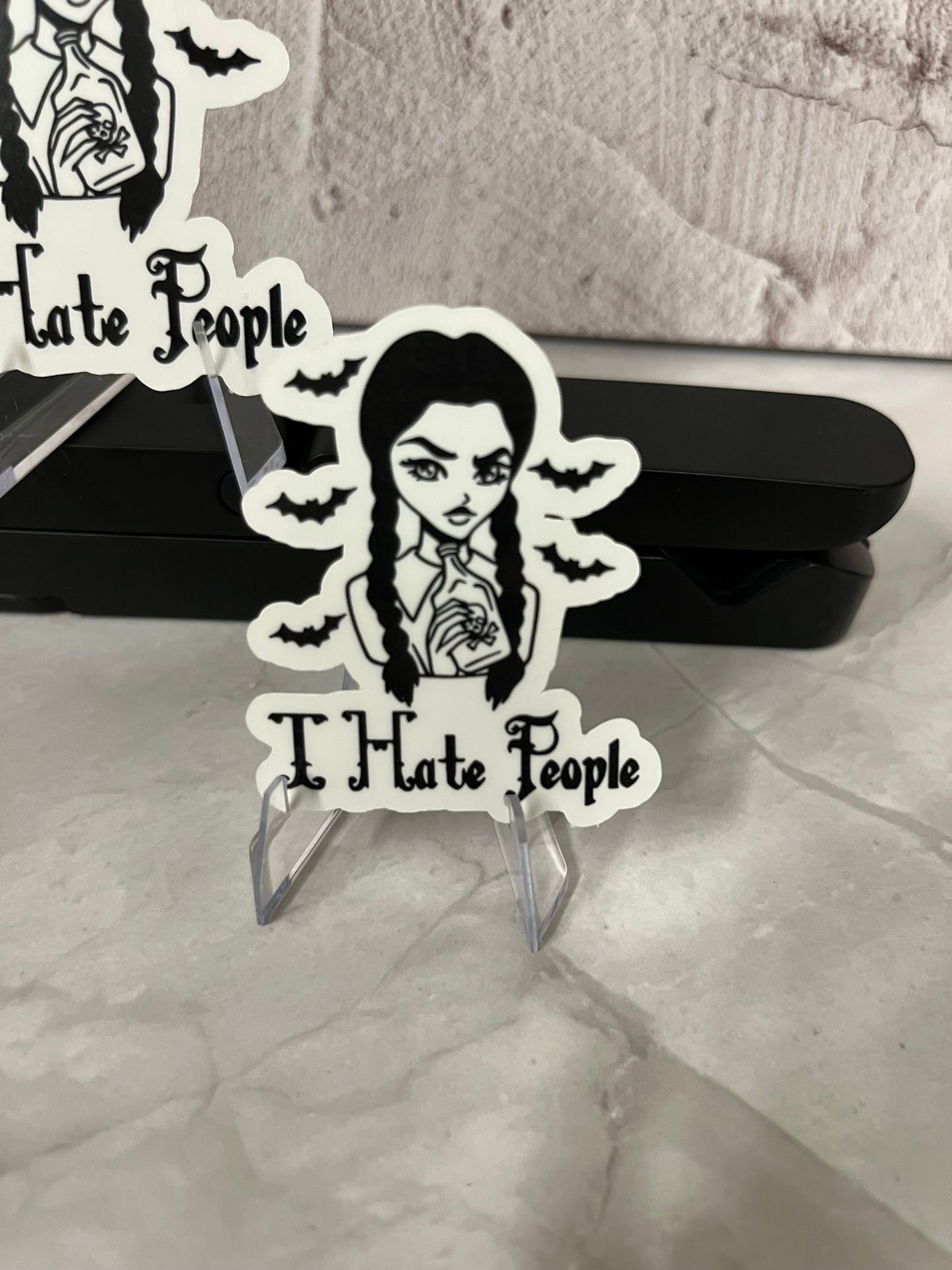 Wednesday Addams I Hate People Waterproof Sticker | Gothic Poison Vinyl | 2 Size Options | Laptop Yeti Stanley Cooler+