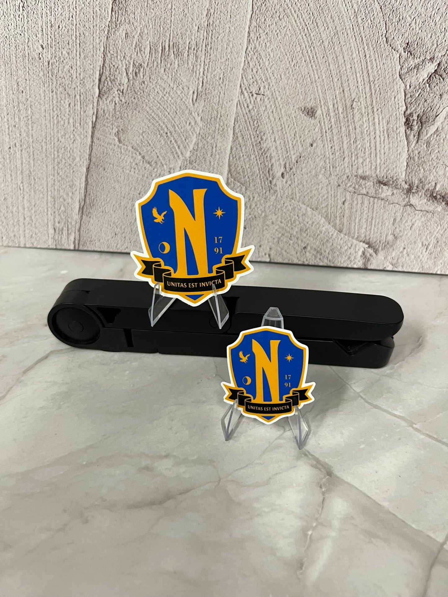 Wednesday Addams Nevermore Waterproof Sticker | School Logo Vinyl | 2 Size Options | Laptop Yeti Stanley Cooler+