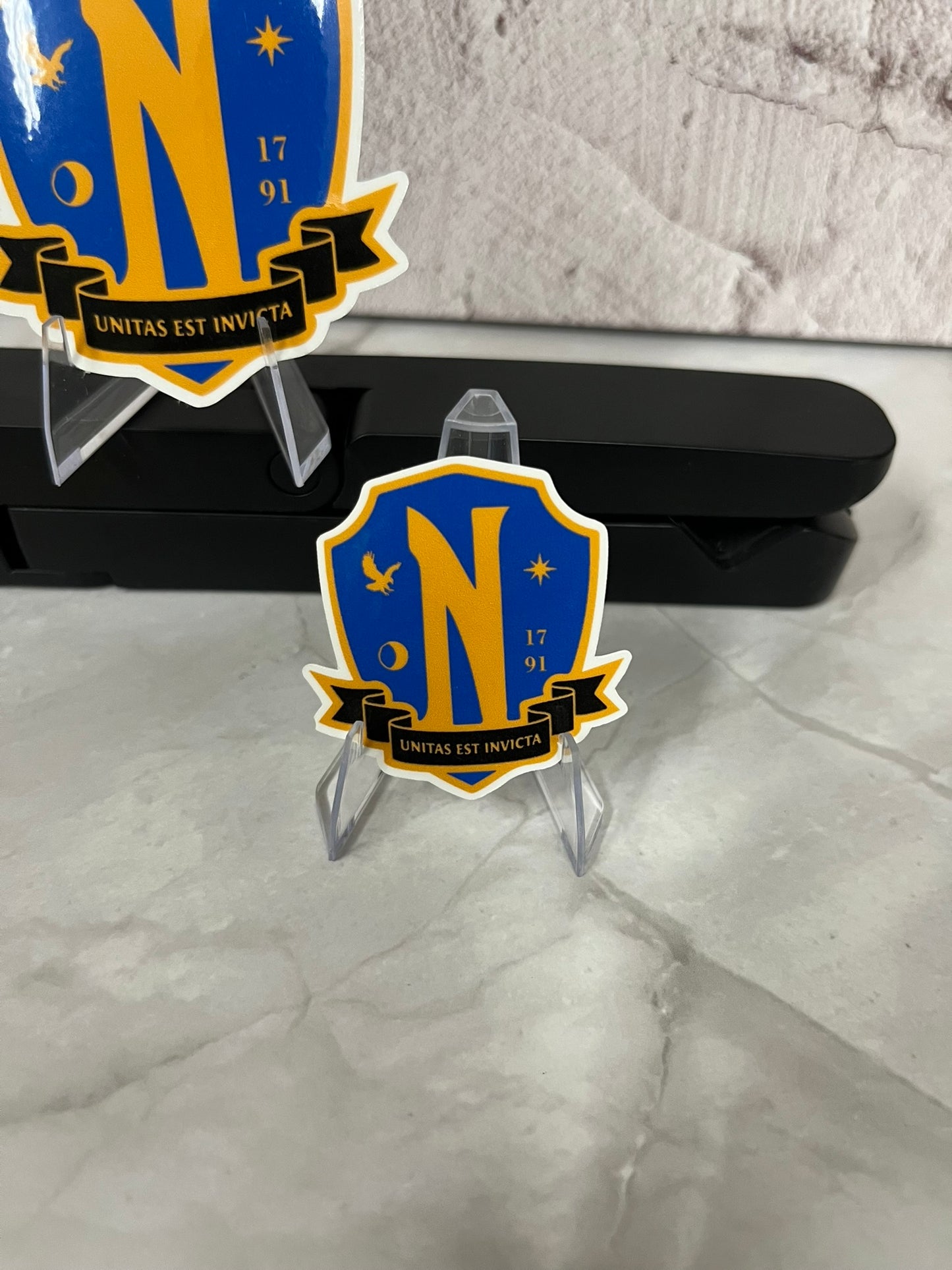 Wednesday Addams Nevermore Waterproof Sticker | School Logo Vinyl | 2 Size Options | Laptop Yeti Stanley Cooler+