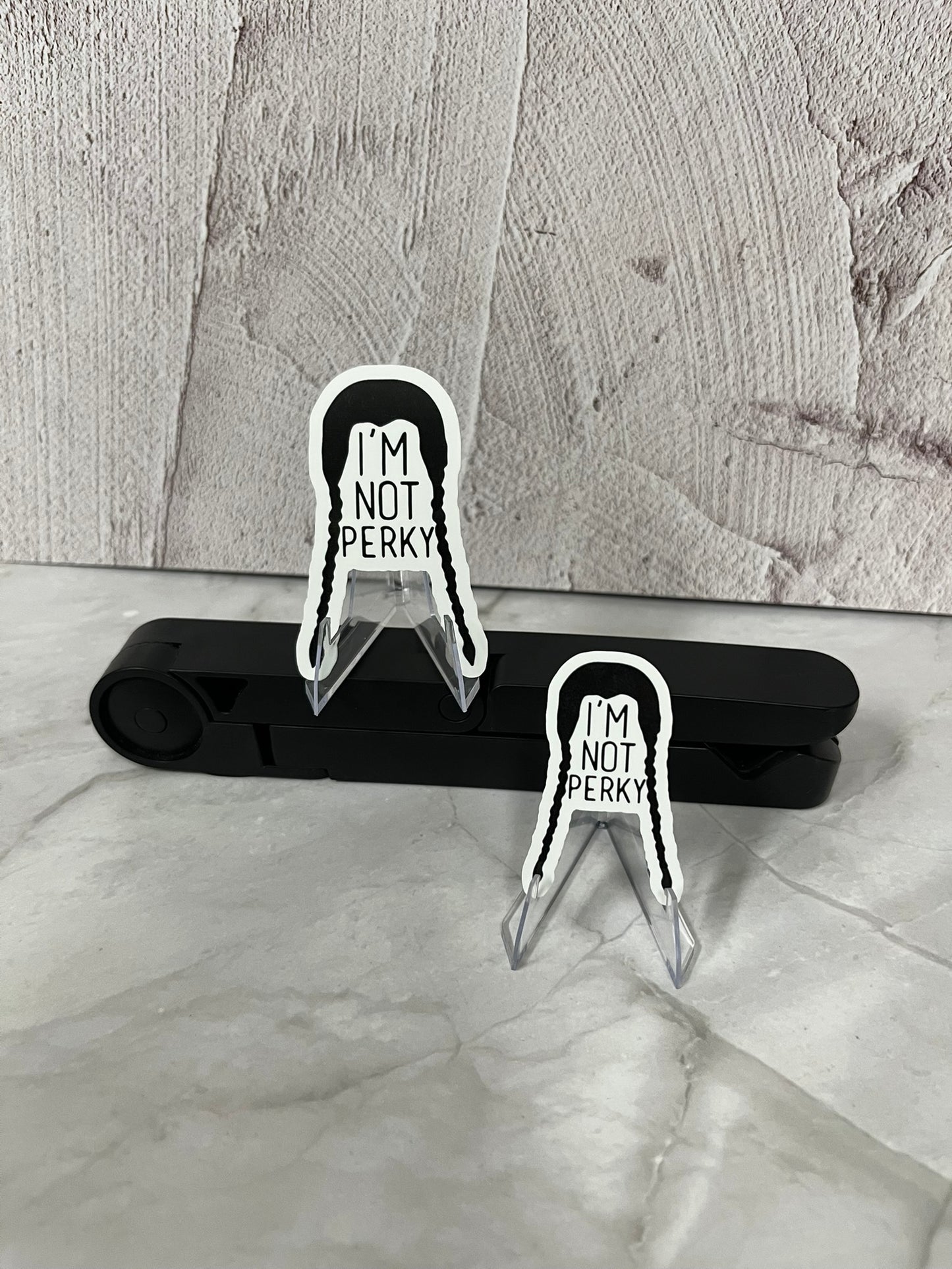 Wednesday Addams Not Perky Waterproof Sticker | Gothic Humor Vinyl | 2 Size Options | Laptop Yeti Stanley Cooler+
