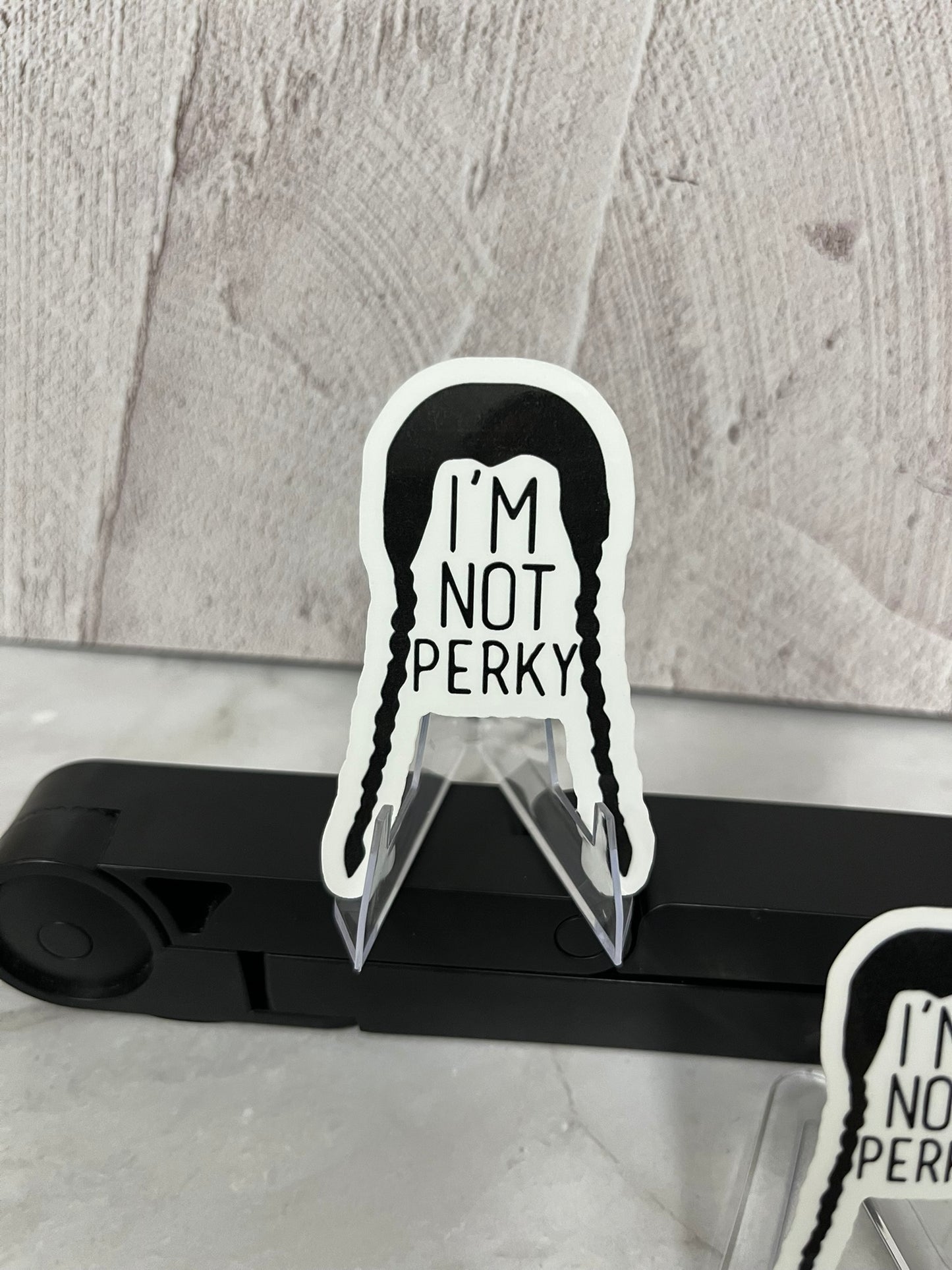 Wednesday Addams Not Perky Waterproof Sticker | Gothic Humor Vinyl | 2 Size Options | Laptop Yeti Stanley Cooler+