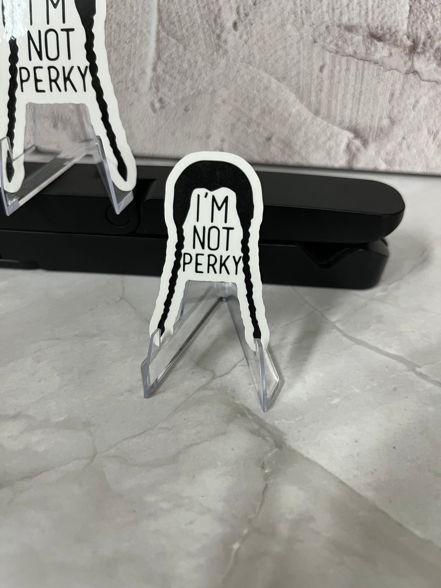 Wednesday Addams Not Perky Waterproof Sticker | Gothic Humor Vinyl | 2 Size Options | Laptop Yeti Stanley Cooler+