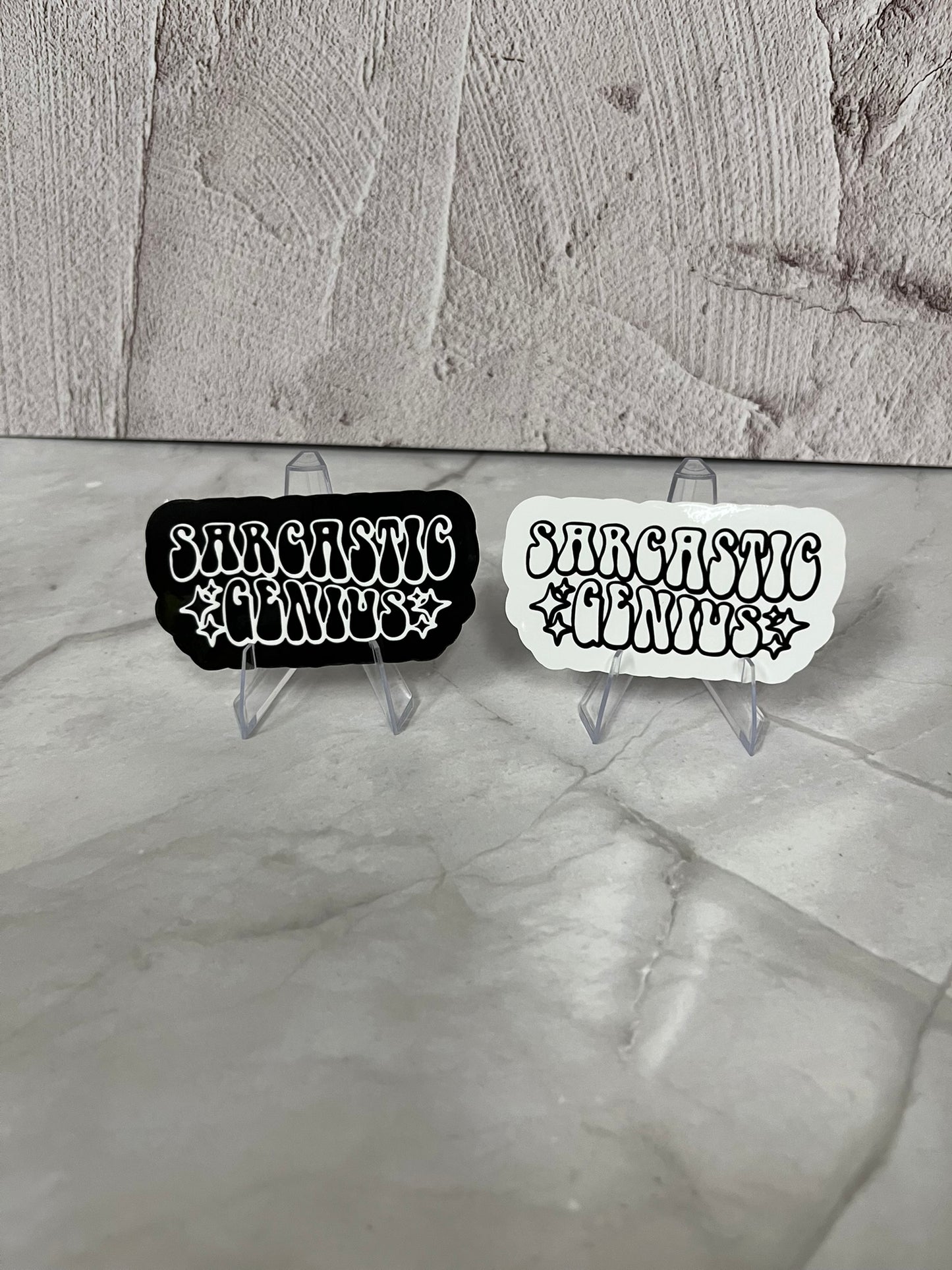 Sarcastic Genius Waterproof Sticker | Witty Humor Vinyl | 2 Color Options | Laptop Yeti Stanley Cooler+