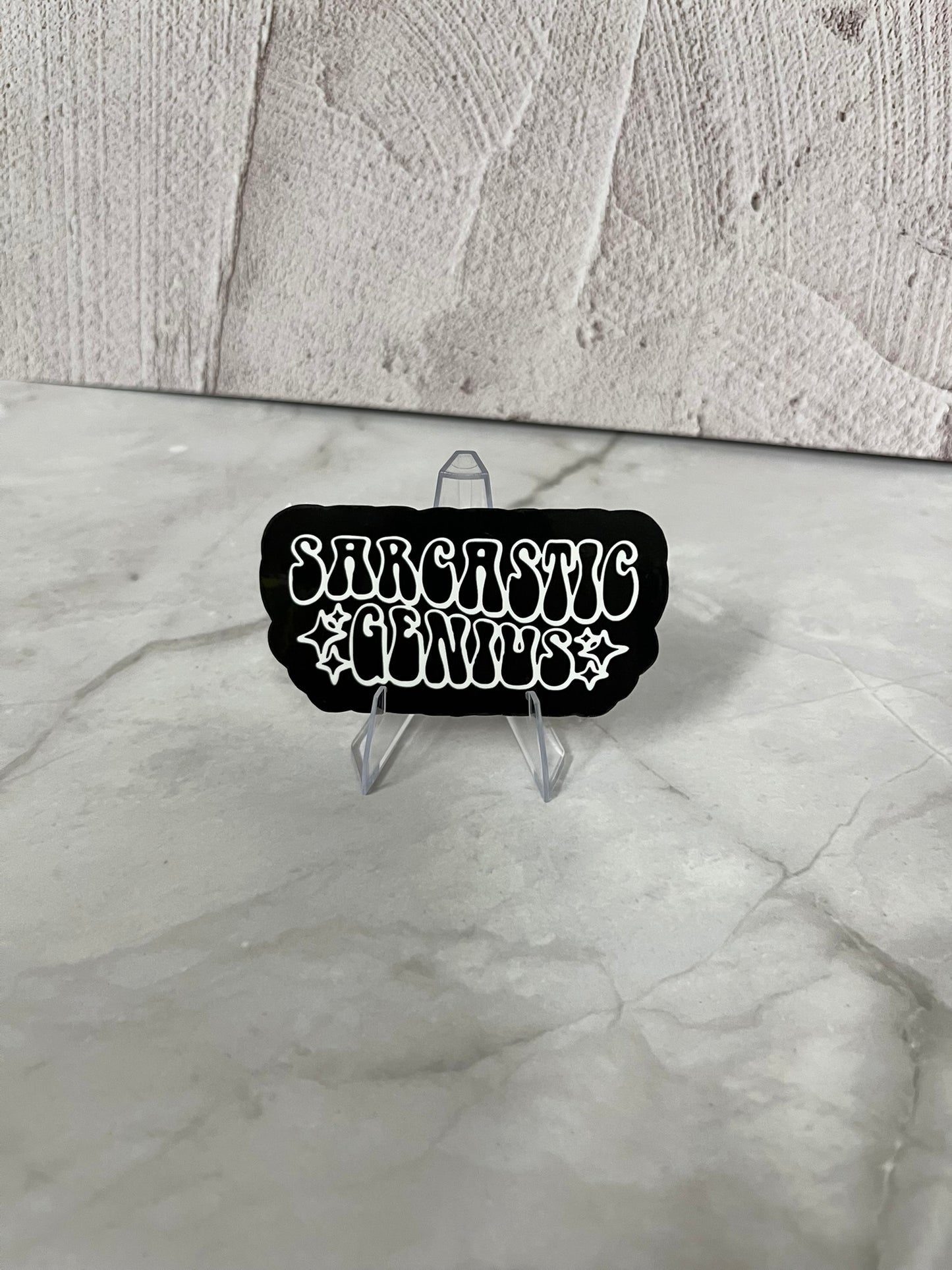 Sarcastic Genius Waterproof Sticker | Witty Humor Vinyl | 2 Color Options | Laptop Yeti Stanley Cooler+