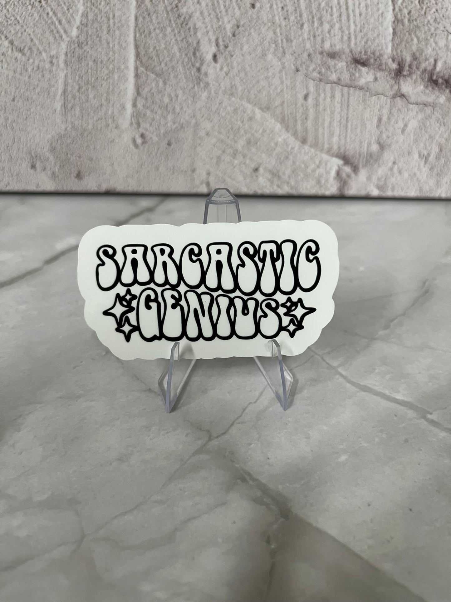 Sarcastic Genius Waterproof Sticker | Witty Humor Vinyl | 2 Color Options | Laptop Yeti Stanley Cooler+