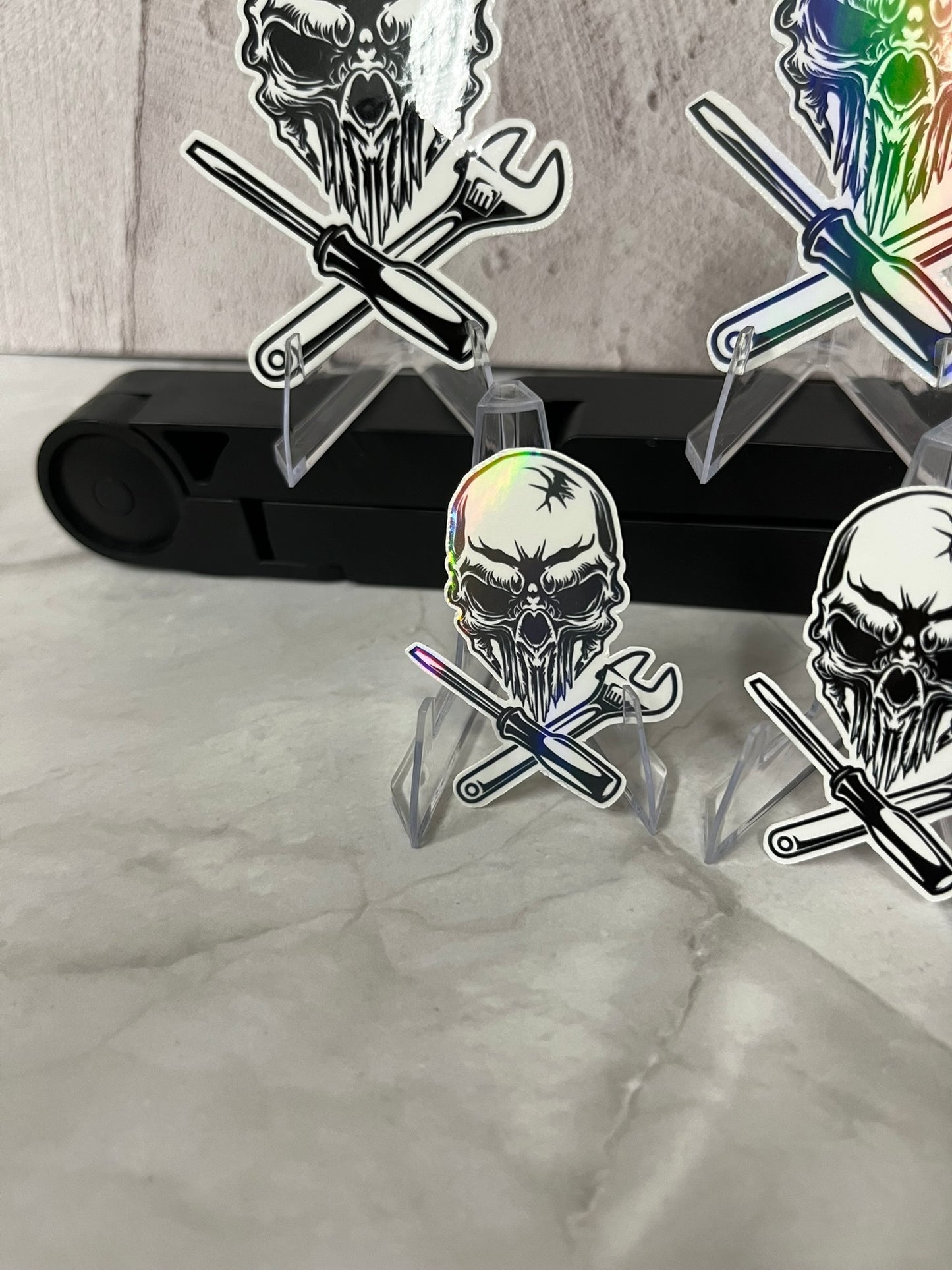 Mechanic Skull Tools Waterproof Sticker | Gear Head Vinyl | 4 Size & Finish Options | Laptop Yeti Stanley Cooler+