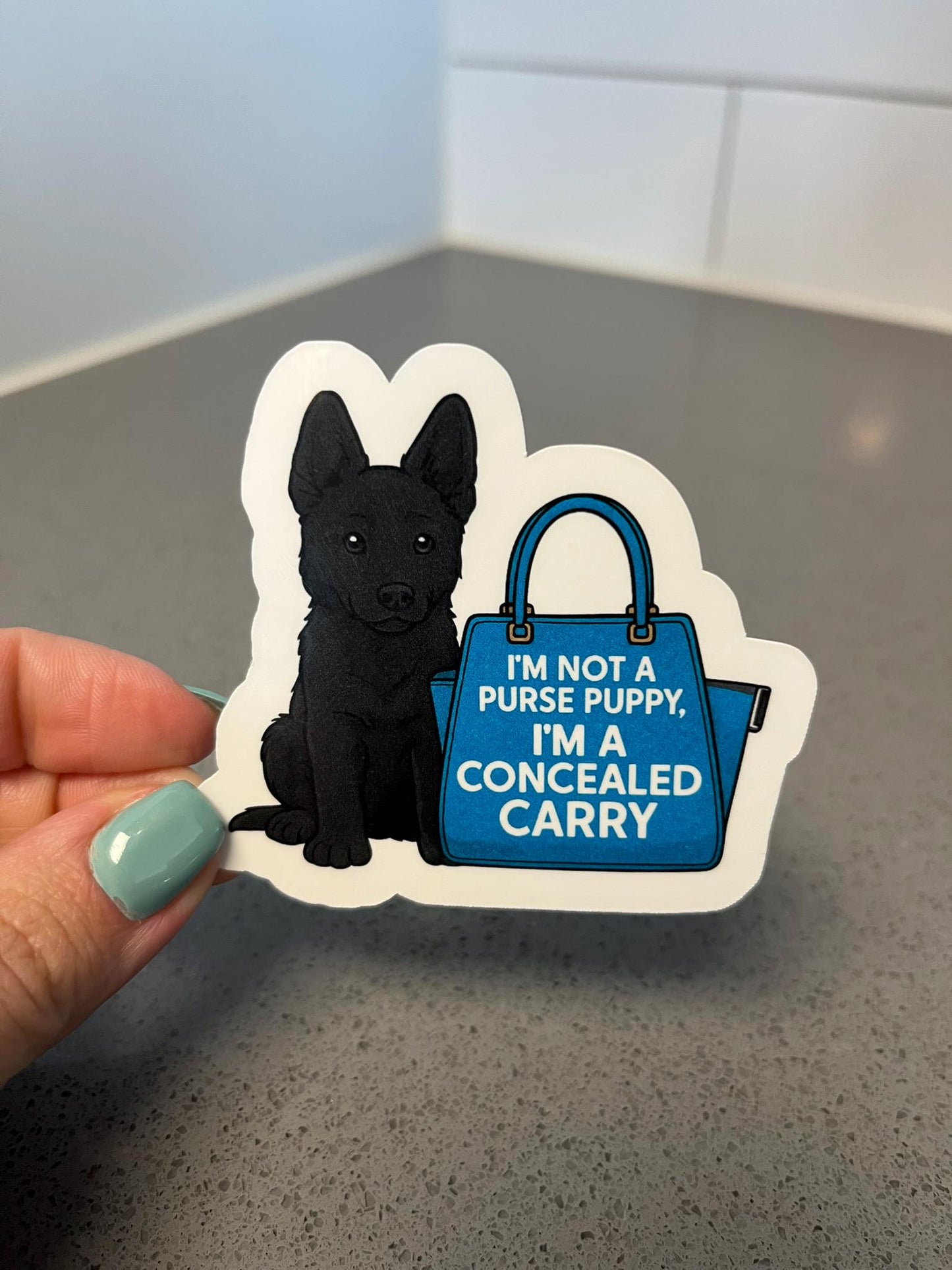 Not a Purse Puppy Funny Black German Shepherd Sticker with Concealed Carry Joke for Dog Moms GSD Lovers and Adopt Dont Shop Fans