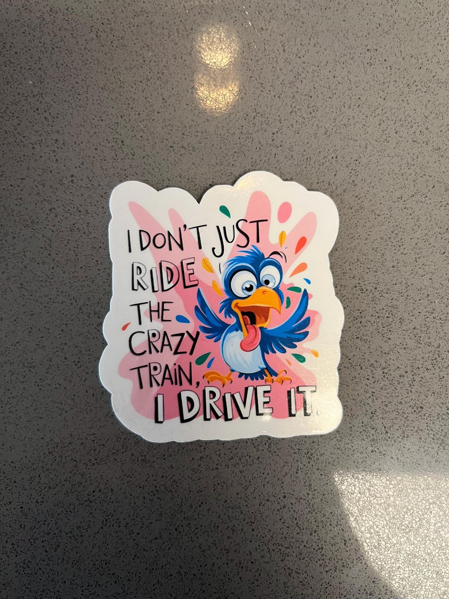 Crazy Train Driver Waterproof Sticker | Wild Bird Vinyl | 2.5"x2.75" | Laptop Yeti Stanley Cooler+