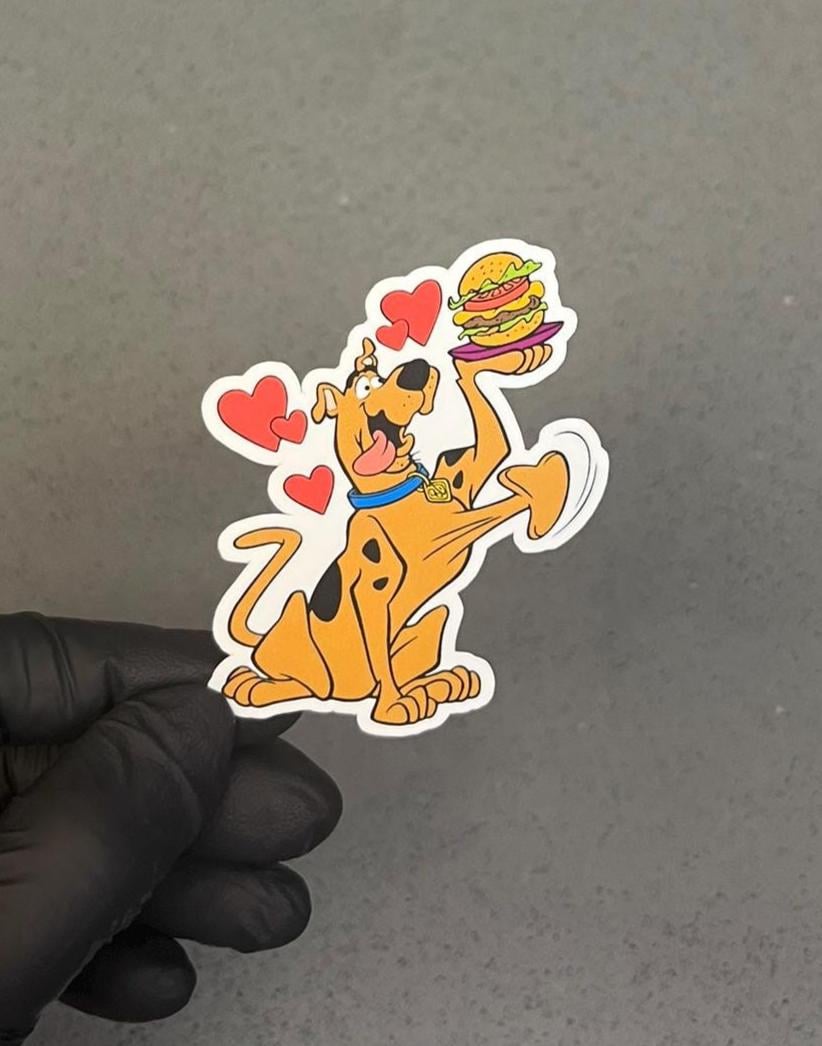 Scooby-Doo Loves Burgers Food Waterproof Sticker | Mystery INC Machine Cartoon | Classic Scooby Snack | 2"x2.75" Yeti, Stanley, Phone + More