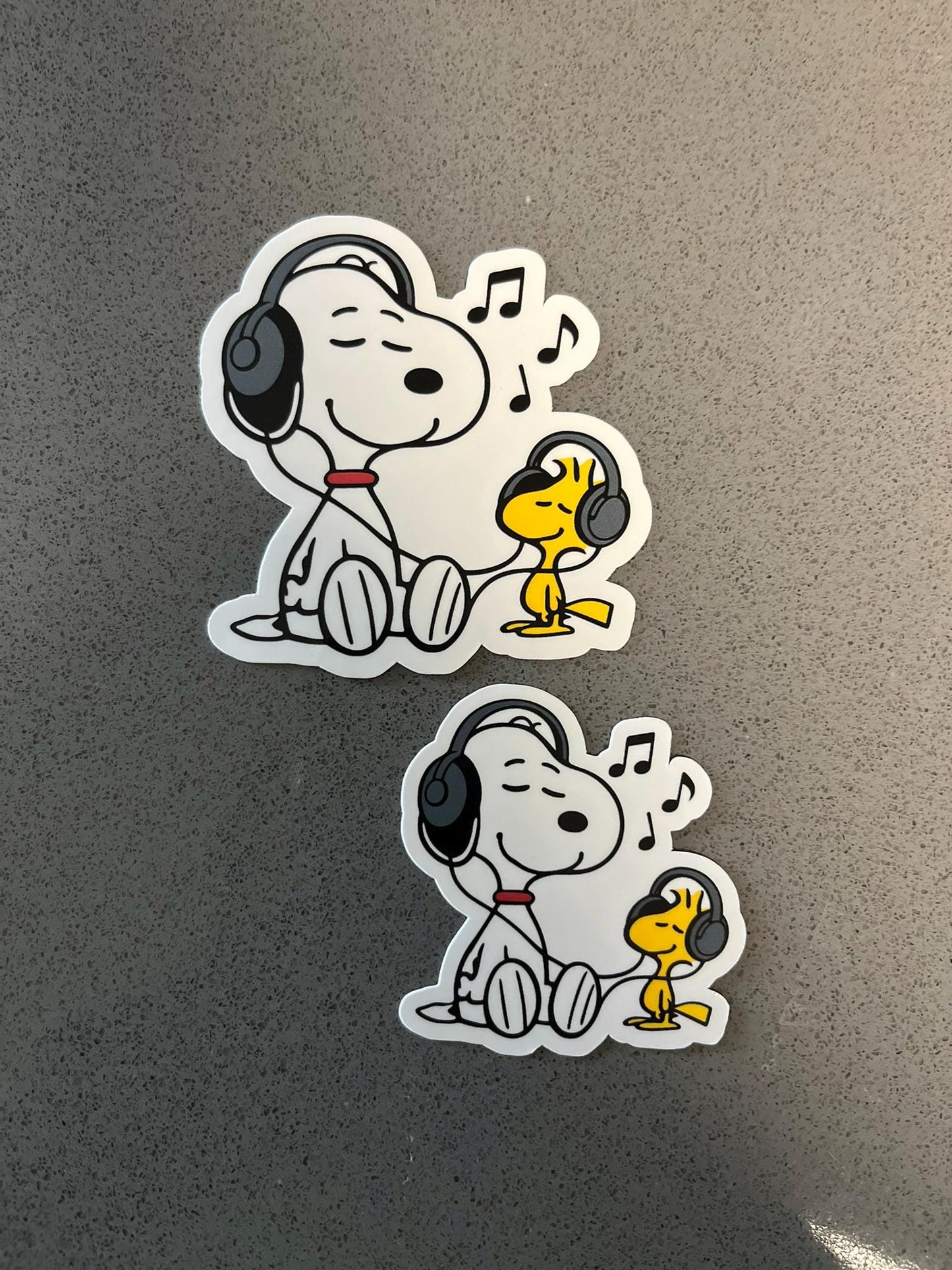 Snoopy & Woodstock Music Buddies Sticker | Peanuts Headphones Art | Beagle and Bird Listening Decal | 2 Sizes Charlie Brown Musician Sony