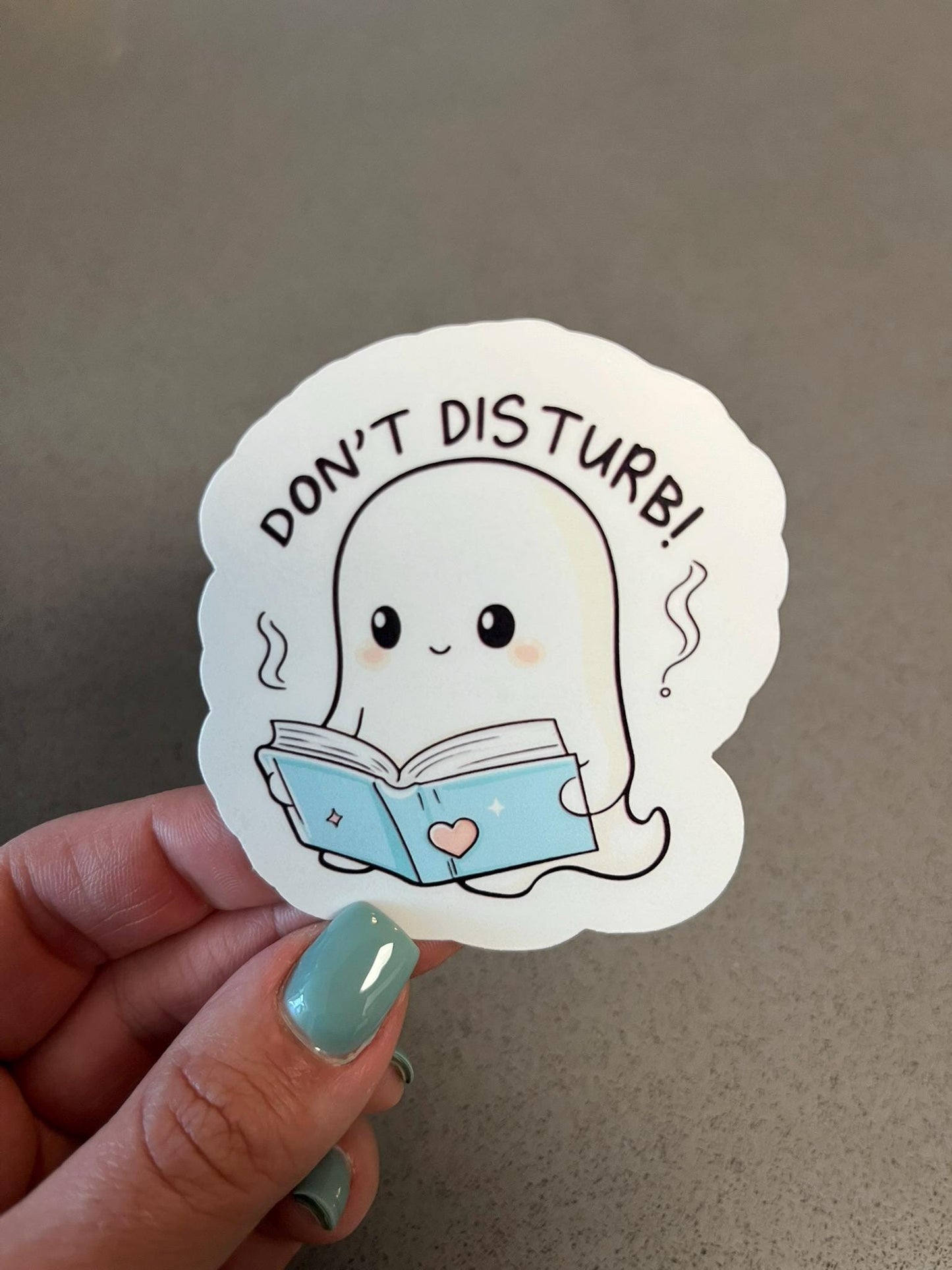 Cute Ghost Sticker Don’t Disturb Reading Water Resistant Vinyl Sticker for Stanley Yeti Laptop Water Bottle Book Lover