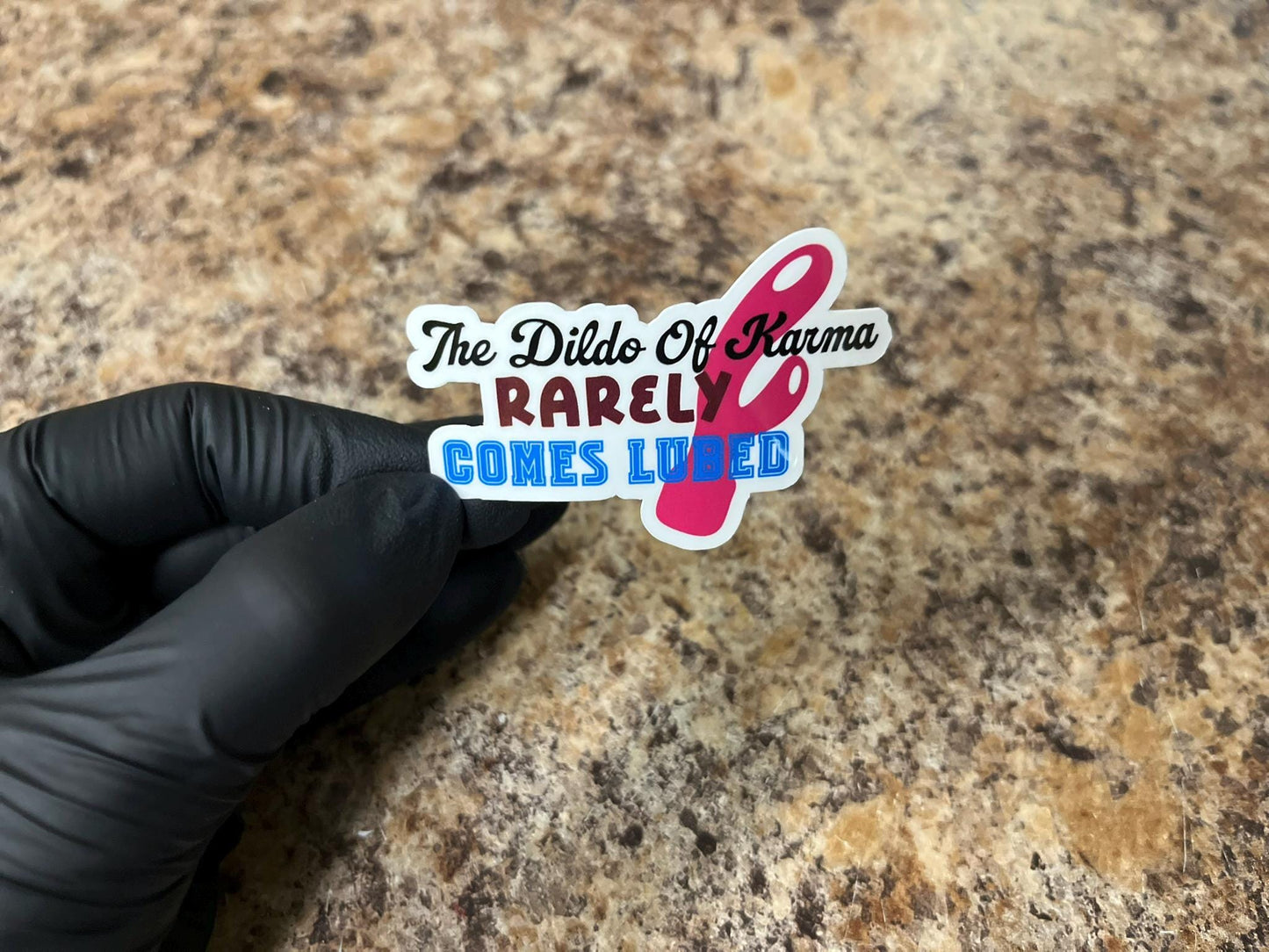 The Dildo of Karma Adult Humor Sticker | Sarcastic NSFW Art | Mature Joke Decal | 3 Size Options