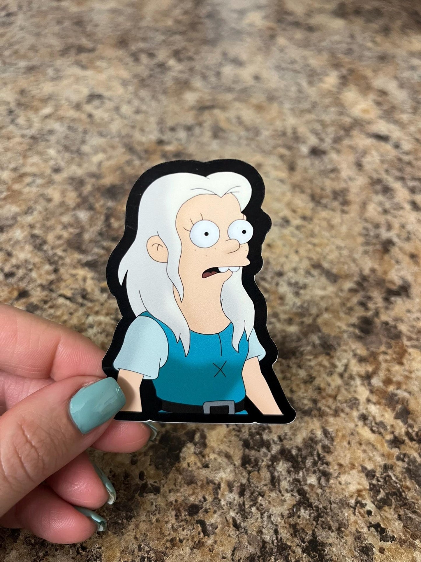 Princess Bean Disenchantment Sticker 3"x1.75" โ Tiabeanie Grunkwitz Reaction Face Waterproof Vinyl Sticker for Chaos Royals