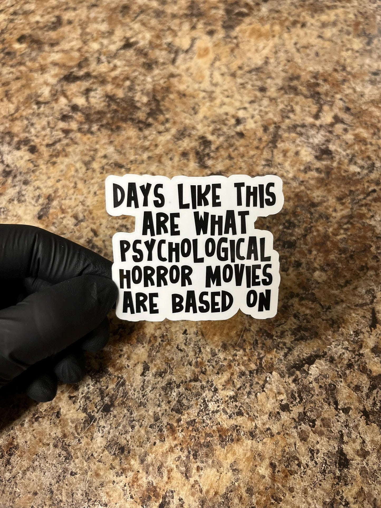 Psychological Horror Day Sticker | Funny Mental Health Humor Art | Bad Day Movie Comparison Decal | 2"x2.5"
