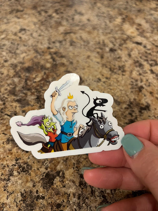 Waterproof Vinyl Sticker Disenchantment Bean Elfo Luci Funny TV Cartoon Gift Horse Laptop Planner Sticker Adventure Squad