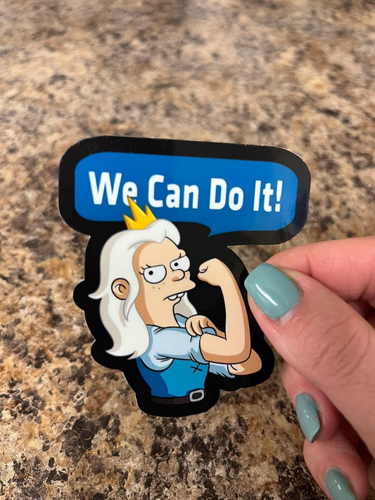 Funny Waterproof Vinyl Sticker Disenchantment Bean Rosie the Riveter Parody Feminist Gift Laptop Water Bottle Planner Sticker