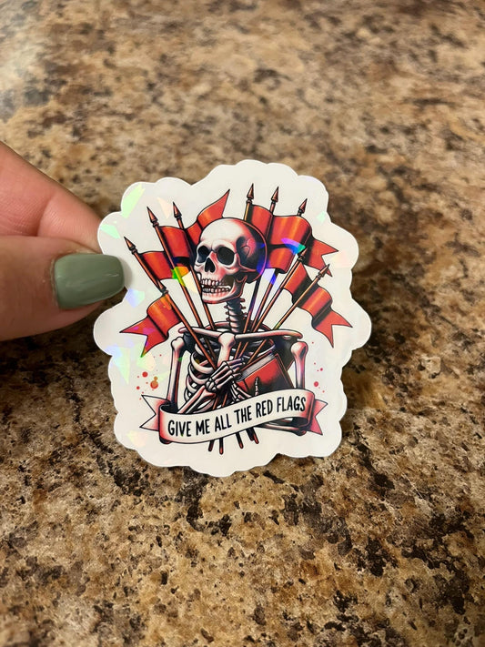 Holographic Villain Lover Sticker | Rainbow Dark Romance Reader Decal | Red Flag Collector Art | 3"x2.5"