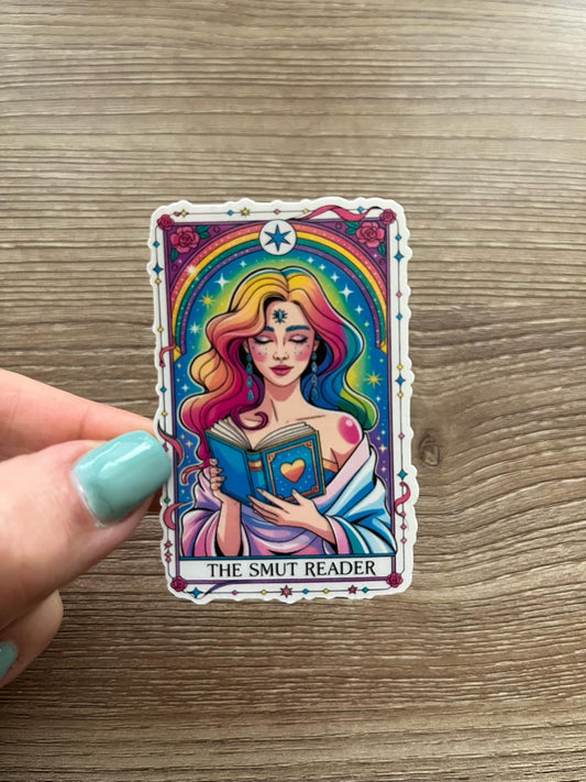 The Smut Reader Tarot Style Sticker – Colorful Water Resistant Sticker for Romance Book Lovers and Spicy Book Aficionados