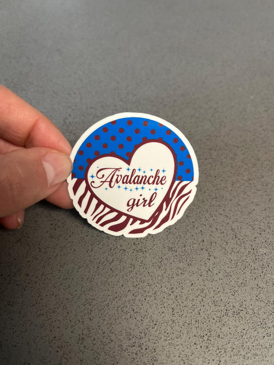 Avalanche Girl Heart Sticker | Colorado Hockey Fan Art | Burgundy & Blue NHL Stanley Cup Champions Waterproof Decal | 2"x2" For Kindle Yeti