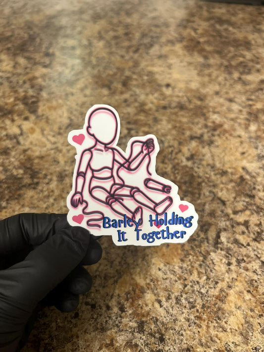 Barely Holding It Together BJD Art Sticker | Ball Jointed Doll Collector Humor | Threaded Limb Life Decal | 3"x2.75" Holographic Available