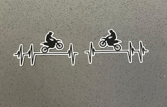 Dirt Bike Heartbeat Sticker | Motocross Rider EKG Pulse | Motorcycle Lifeline Decal | 3 Options | 1.5"x2.75" Helmet, Yeti, Cooler + More