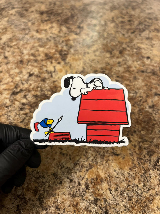Medieval Knight Woodstock & Snoopy Sticker | Peanuts Fantasy RPG Art | Beagle and Bird Quest Decal | 3.5"x2.5"