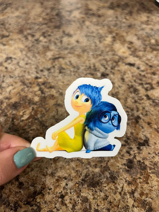 Joy and Sadness Sticker from Inside Out 2.5"x2.25" – Pixar Vinyl Decal Celebrating Emotional Chaos and Cute Duality