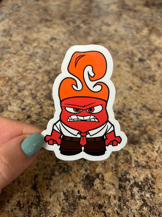 Anger Inside Out Waterproof Vinyl Sticker Funny Cartoon Mood Sticker for Laptop Water Bottle Planner Office Mental Health Gift Idea