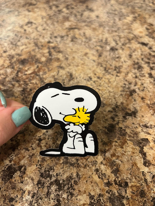 Snoopy and Woodstock Hug Vinyl Sticker – Wholesome Vibes and Loyal Sidekick Energy in One Cozy Embrace
