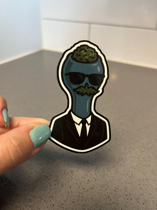 Incogweedo Bowl of Weed Funny Cannabis Sticker in Disguise with Suit and Stache for 420 Fans and Collectors of the Incognito Weed Series