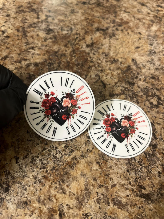 Monsters Make the Best Lovers Sticker – Holographic or Glossy 2x2" Water-Resistant Vinyl for Dark Romance Readers, Gothic Fans