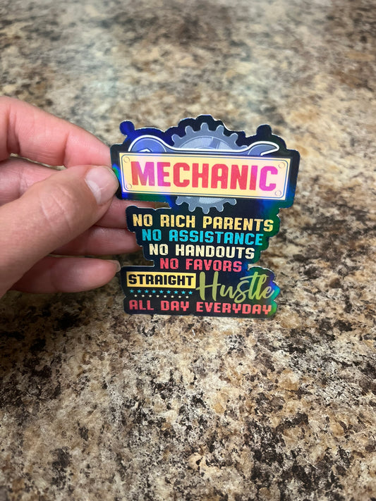 Mechanic Straight Hustle Waterproof Sticker | Gear Grind Vinyl | 4 Size & Finish Options | Laptop Yeti Stanley Cooler+