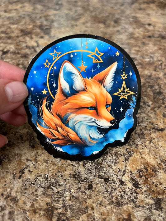Celestial Fox Constellation Waterproof Sticker | Golden Stars Vinyl | 2 Size Options | Laptop Yeti Stanley Cooler+