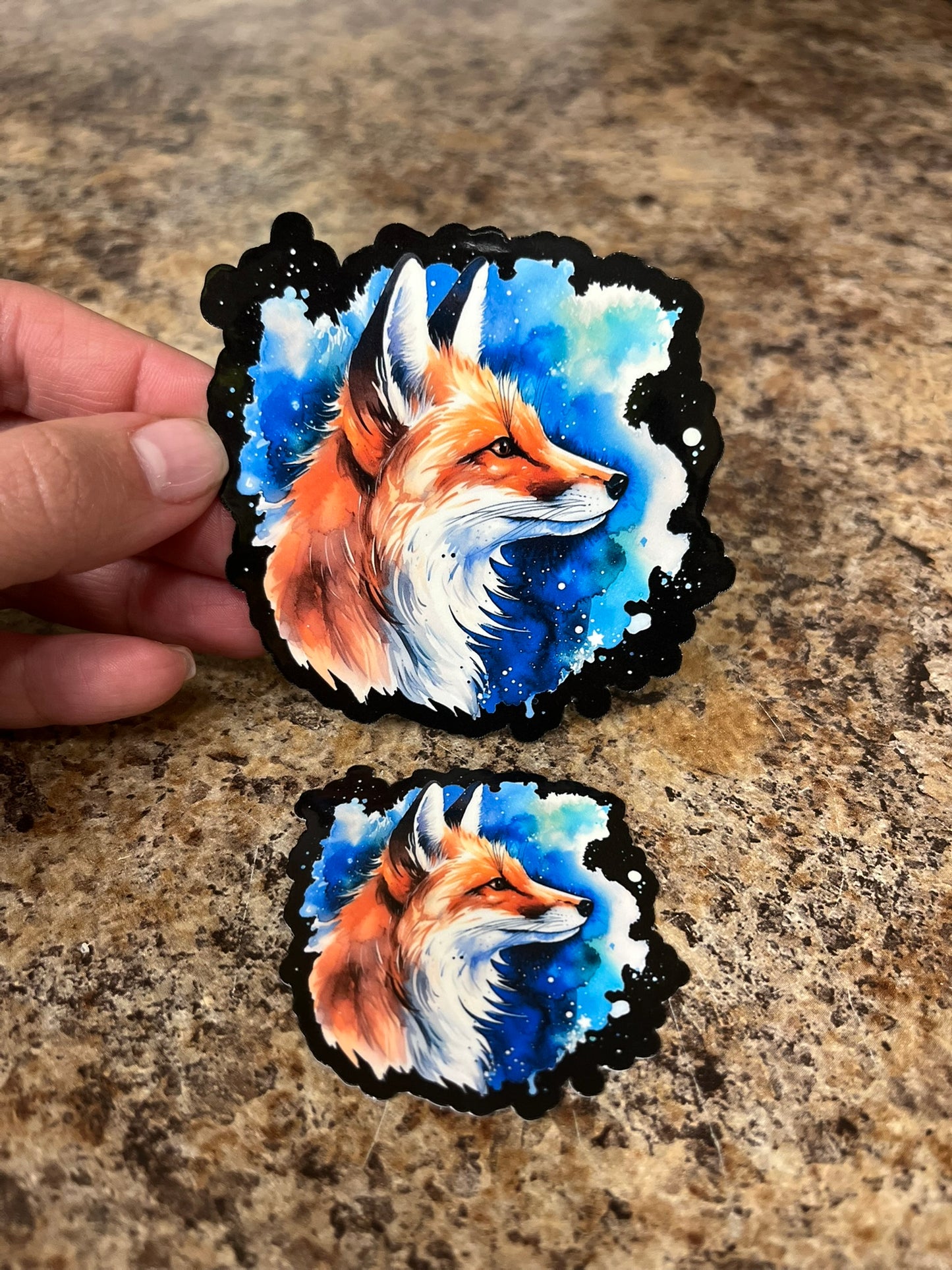 Cosmic Fox Profile Waterproof Sticker | Blue Galaxy Vinyl | 2 Size Options | Laptop Yeti Stanley Cooler+