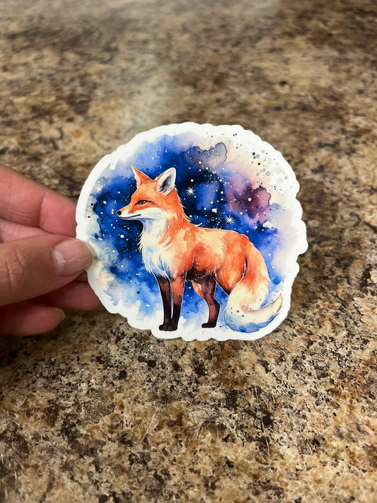 Pastel Galaxy Fox Waterproof Sticker | Cosmic Space Vinyl | 2 Size Options | Laptop Yeti Stanley Cooler+