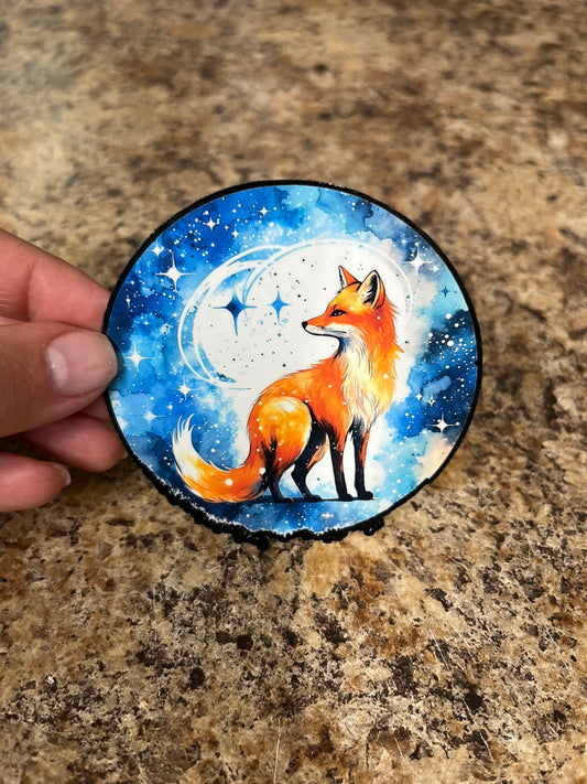 Fox Moon Gazer Waterproof Sticker | Starry Night Vinyl | 2 Size Options | Laptop Yeti Stanley Cooler+