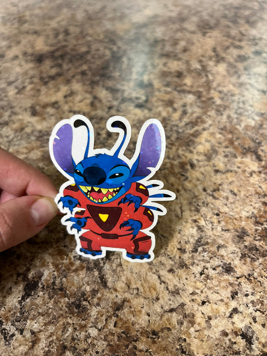 Holographic Star Galactic Criminal Stitch Waterproof Sticker | Lilo & Stitch Vinyl | 2 Size Options | Laptop Yeti Stanley Cooler+