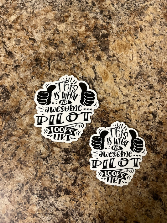 Awesome Pilot Looks Like Waterproof Sticker | Aviation Pride Vinyl | 2 Size Options | Laptop Yeti Stanley Cooler+