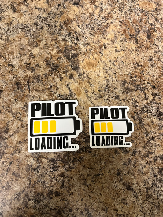 Pilot Loading Battery Waterproof Sticker | Aviation Humor Vinyl | 2 Size Options | Laptop Yeti Stanley Cooler+