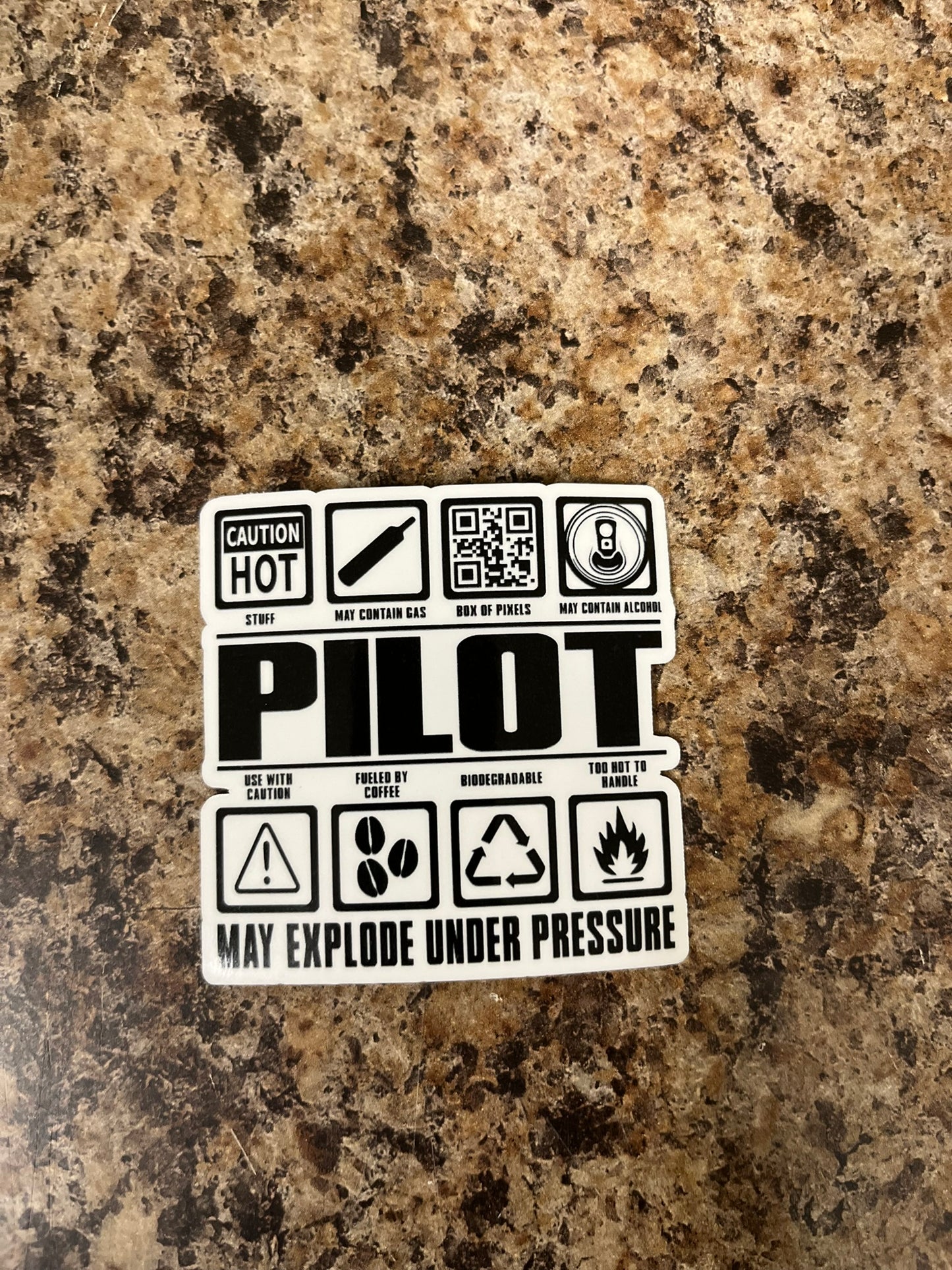 Pilot Warning Label Waterproof Sticker | Aviation Humor Vinyl | 2 Size Options | Laptop Yeti Stanley Cooler+
