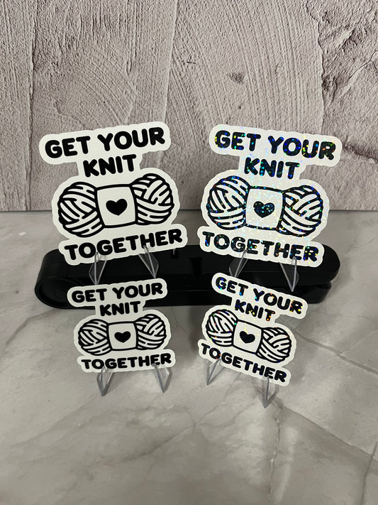Get Your Knit Together Waterproof Sticker | Yarn Heart Vinyl | 4 Size & Finish Options | Laptop Yeti Stanley Cooler+