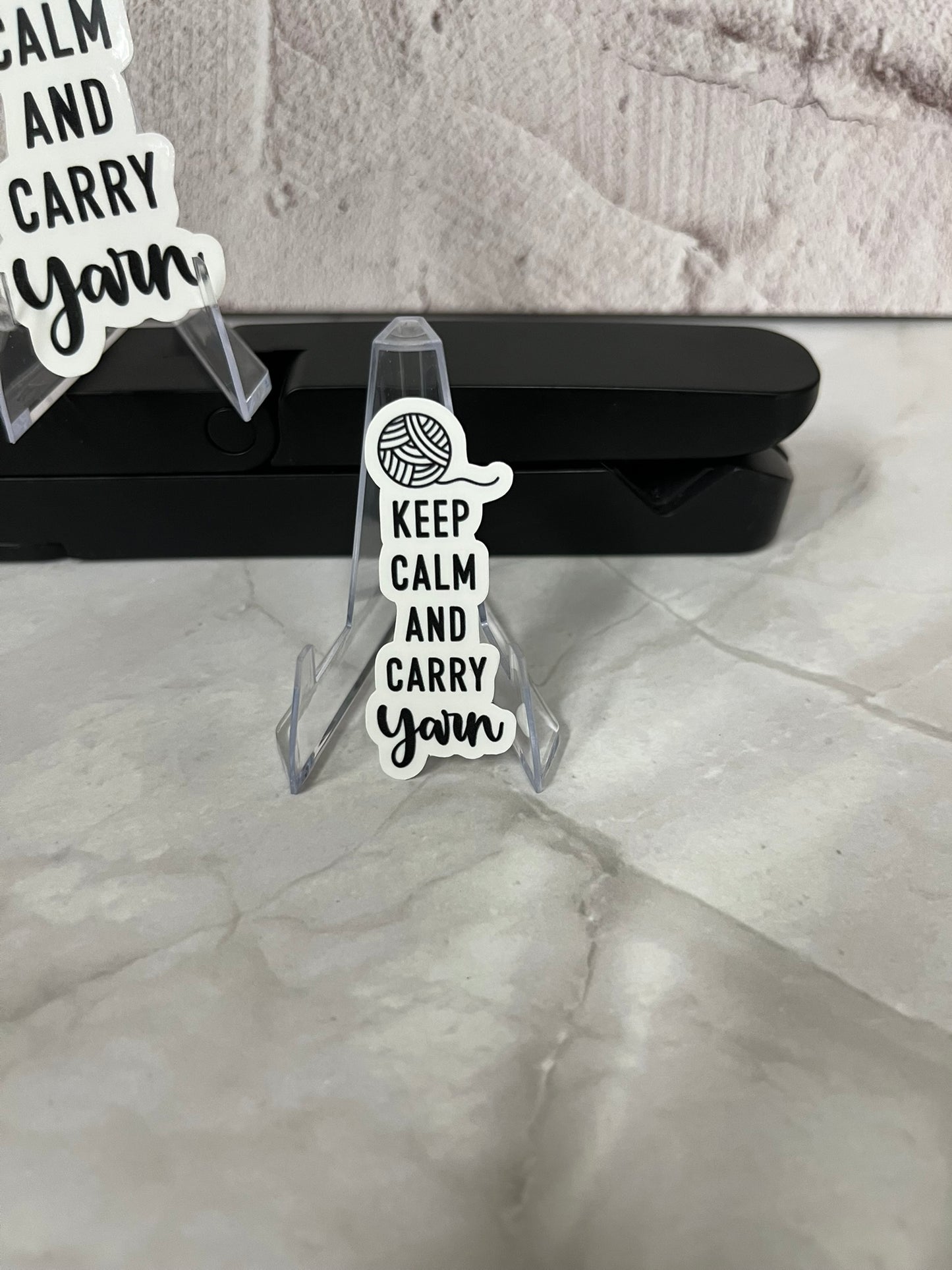 Keep Calm And Carry Yarn Waterproof Sticker | Knitting Humor Vinyl | 2 Size Options | Laptop Yeti Stanley Cooler+