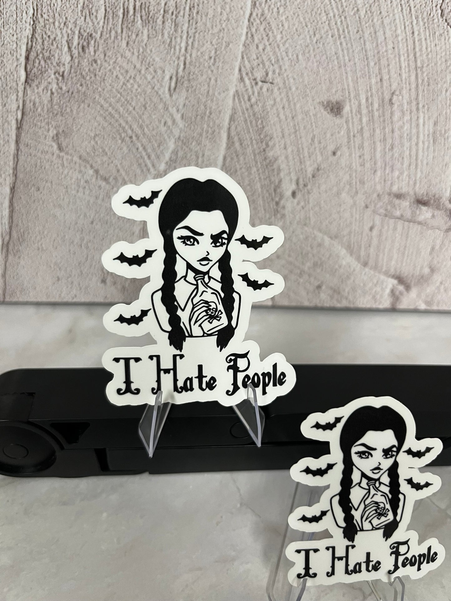 Wednesday Addams I Hate People Waterproof Sticker | Gothic Poison Vinyl | 2 Size Options | Laptop Yeti Stanley Cooler+