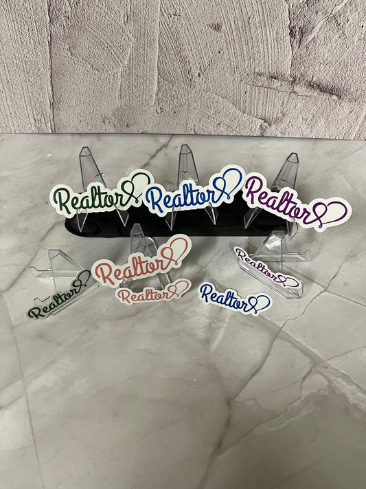 Realtor Heart Script Waterproof Sticker | Real Estate Vinyl | 8 Color & Size Options | Laptop Yeti Stanley Cooler+
