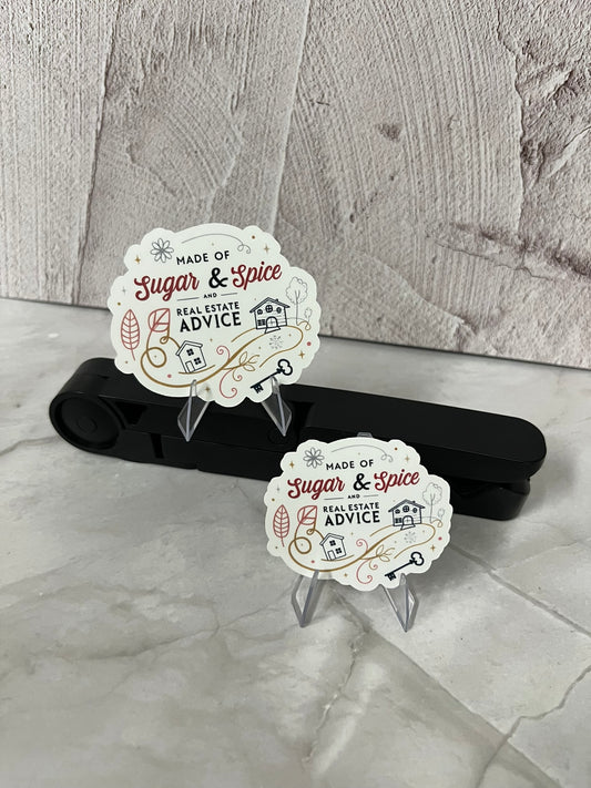 Sugar Spice Real Estate Waterproof Sticker | Agent Advice Vinyl | 2 Size Options | Laptop Yeti Stanley Cooler+