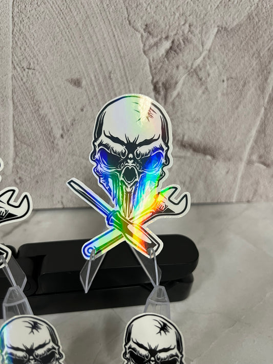 Mechanic Skull Tools Waterproof Sticker | Gear Head Vinyl | 4 Size & Finish Options | Laptop Yeti Stanley Cooler+